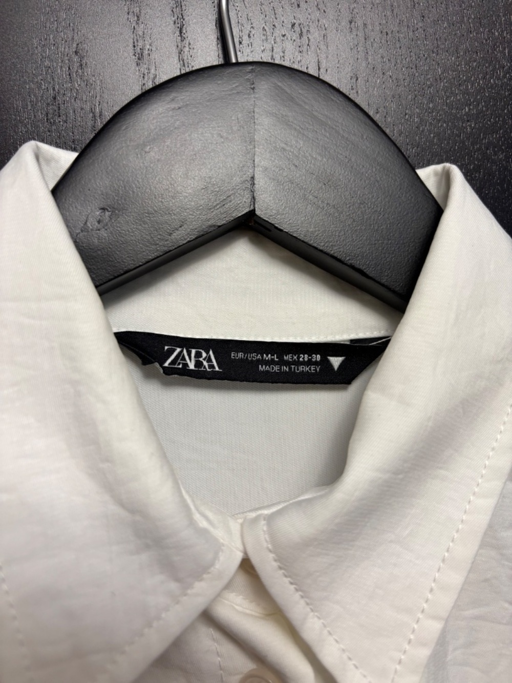 White Oversized Button-Down Shirt - Drawstring Hem - Picture 2 of 3